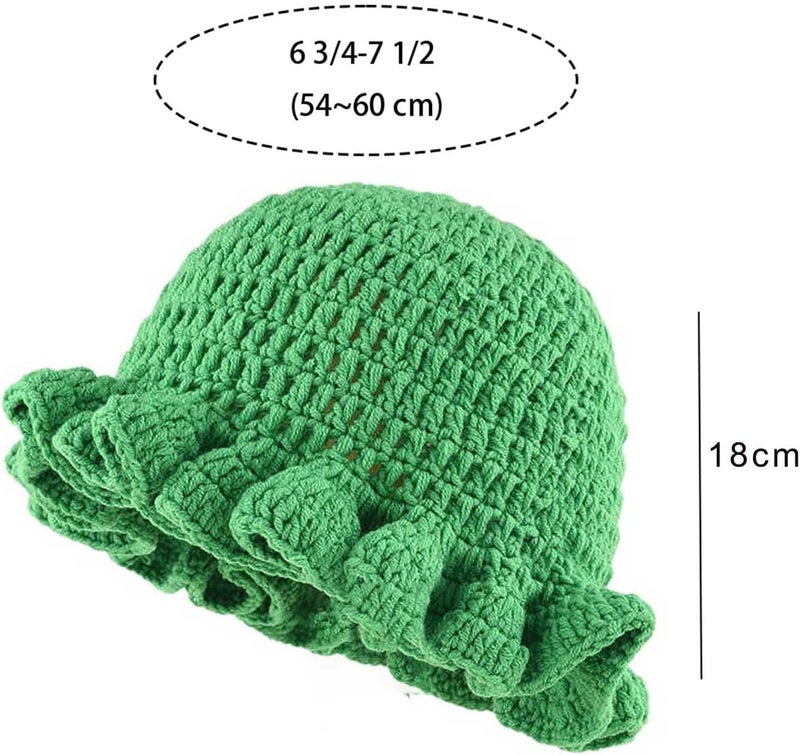 Ahouws Crochet Bucket Hat Women Trendy Knit Floppy Cap Cute Boho Handmade Beanies Outdoor Boho Travel Fishing Hat - Image 2
